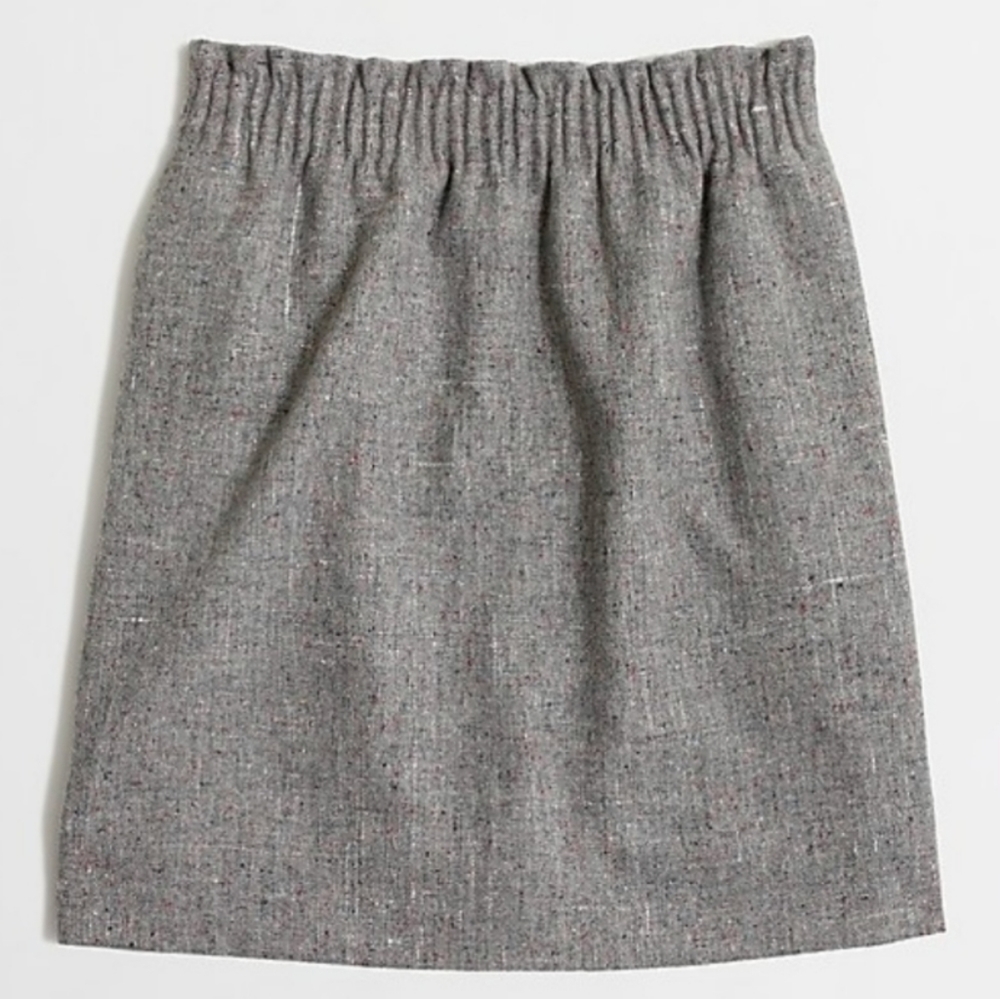 J. CREW Mini Pleated Gray Flecked Wool Skirt Size 0